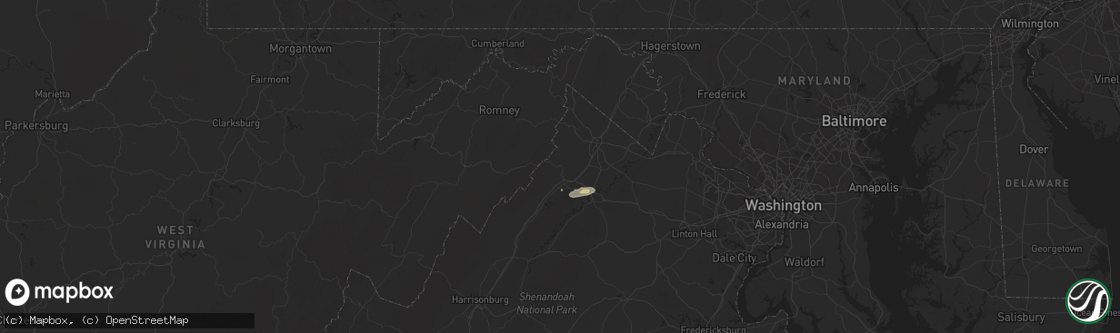 Hail map in Strasburg, VA on October 4, 2021