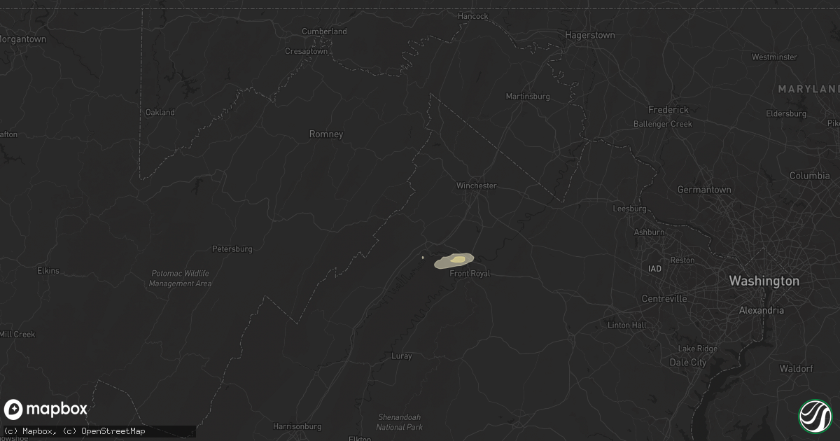 Hail map in Strasburg, VA on October 4, 2021