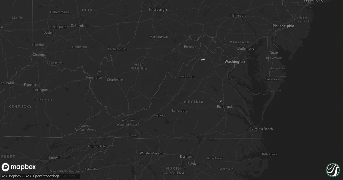 Hail map in Virginia on October 4, 2021