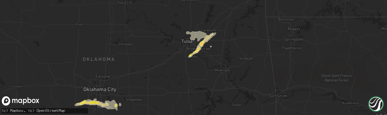 Hail map in Bixby, OK on October 4, 2023