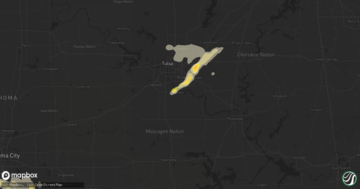 Hail map in Bixby, OK on October 4, 2023