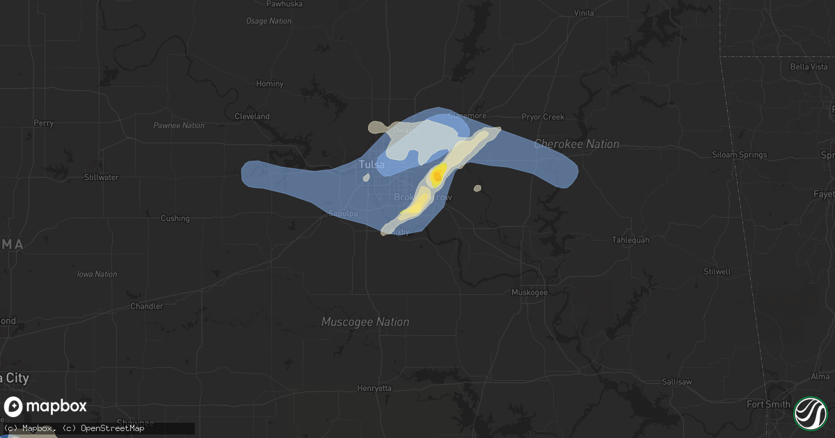 Hail map in Broken Arrow, OK on October 4, 2023