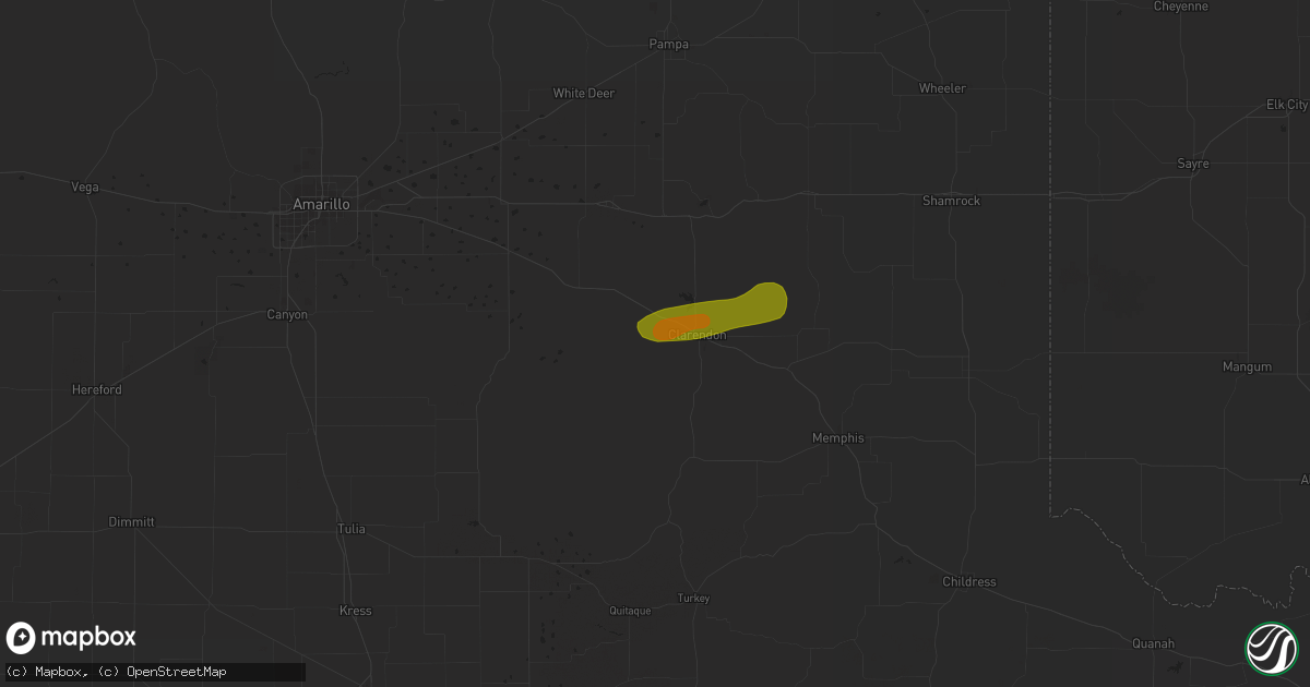 Hail map in Clarendon, TX on October 4, 2023