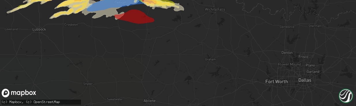 Hail map in Crowell, TX on October 4, 2023