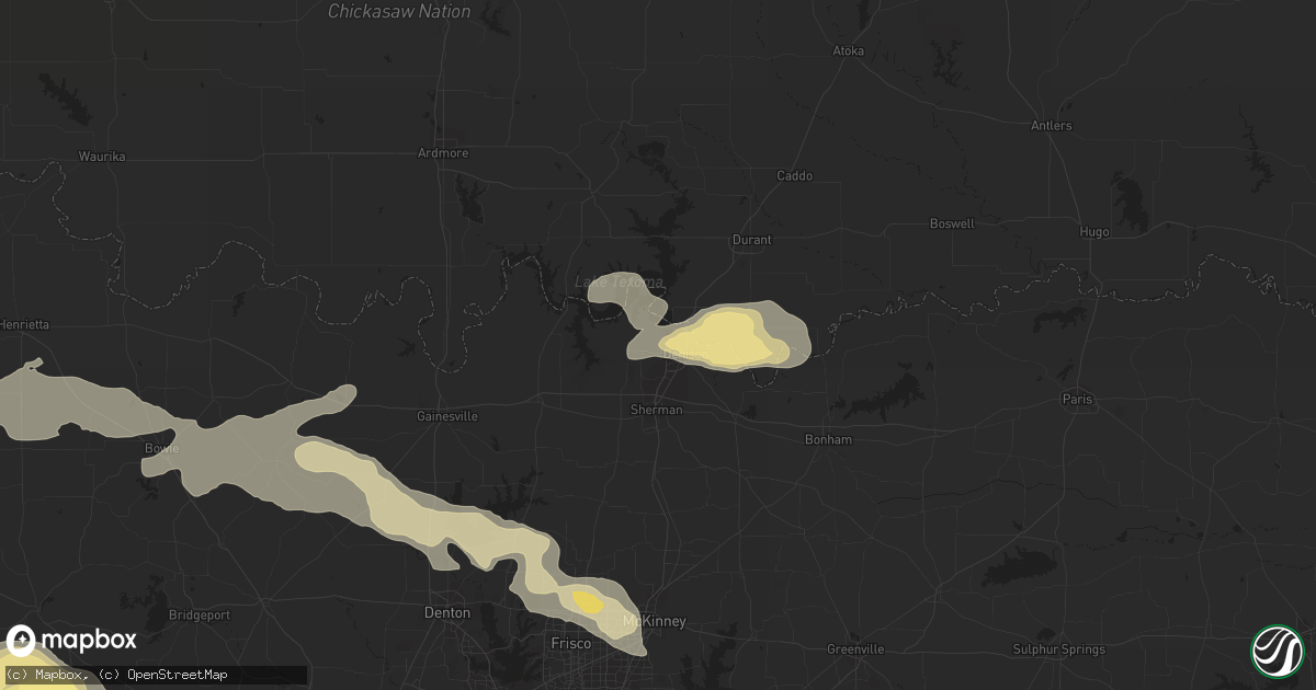 Hail map in Denison, TX on October 4, 2023