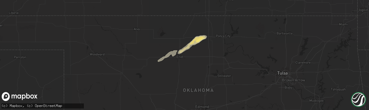 Hail map in Enid, OK on October 4, 2023