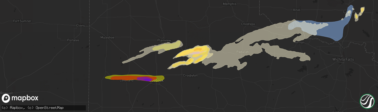 Hail map in Floydada, TX on October 4, 2023