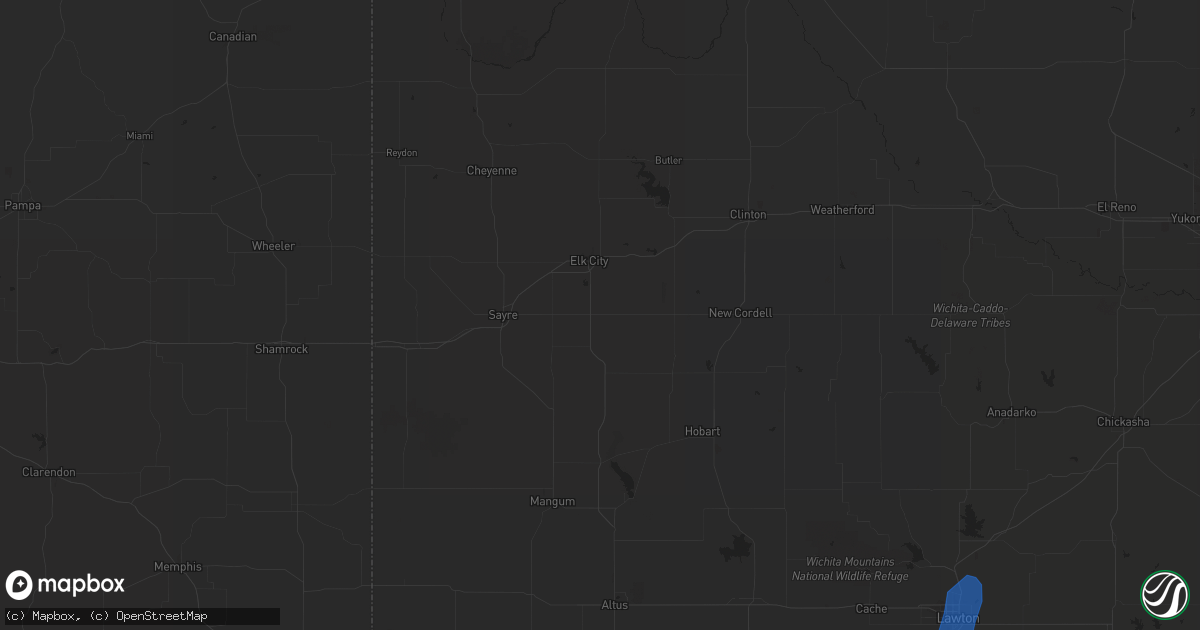 Hail map in Grandfield, OK on October 4, 2023