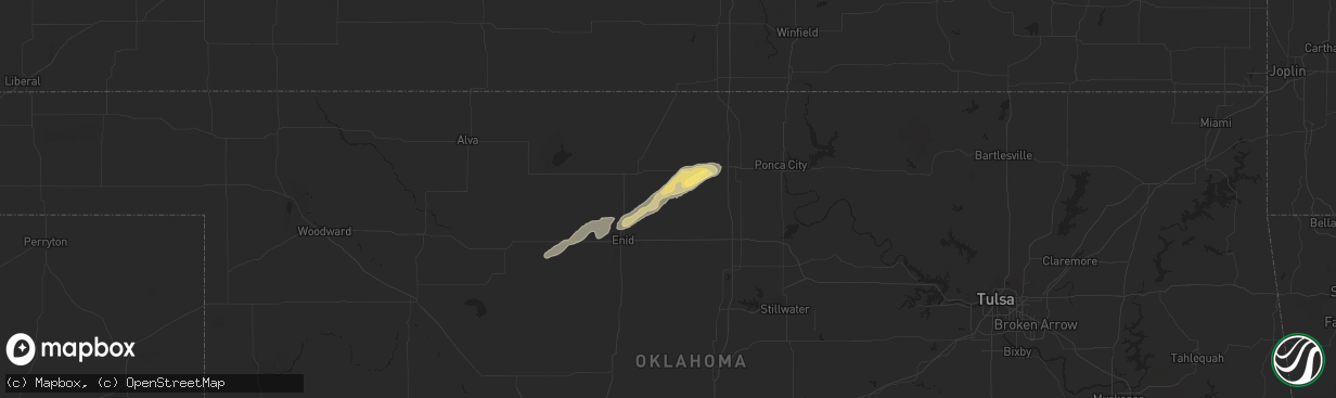 Hail map in Hunter, OK on October 4, 2023