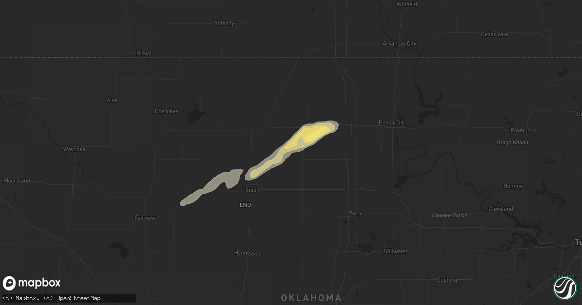 Hail map in Hunter, OK on October 4, 2023