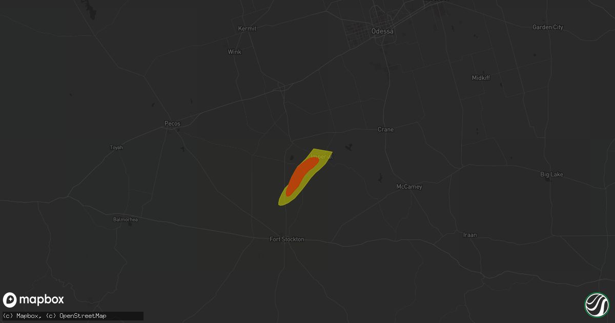 Hail map in Imperial, TX on October 4, 2023