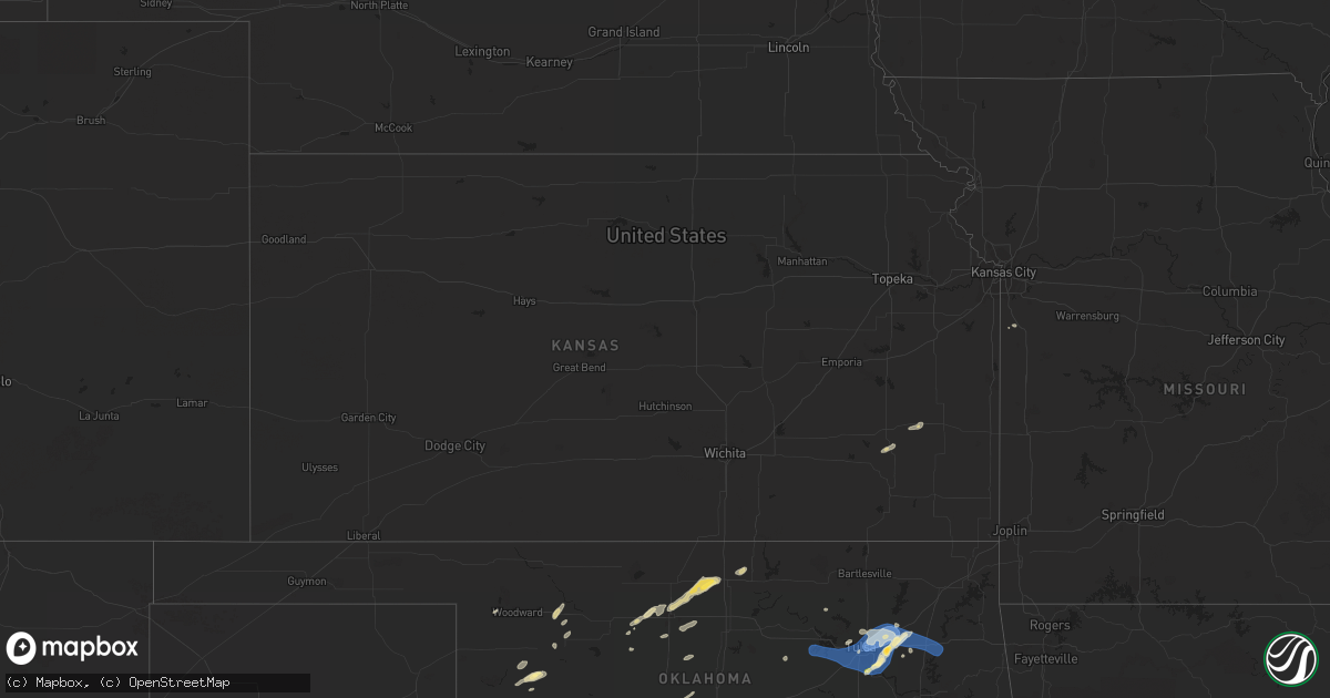 Hail map in Kansas on October 4, 2023