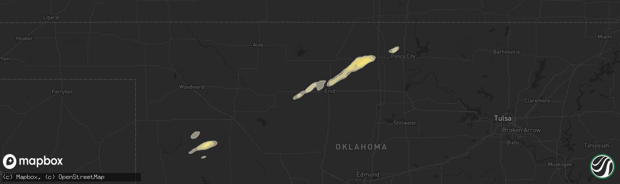 Hail map in Lahoma, OK on October 4, 2023