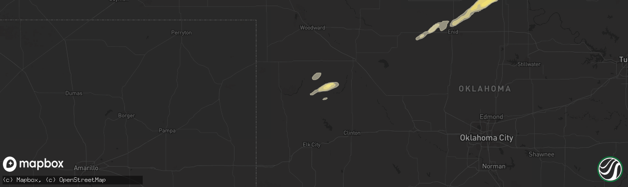 Hail map in Leedey, OK on October 4, 2023