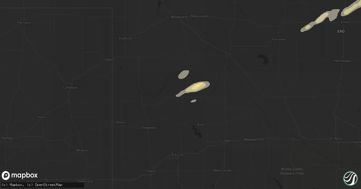 Hail map in Leedey, OK on October 4, 2023