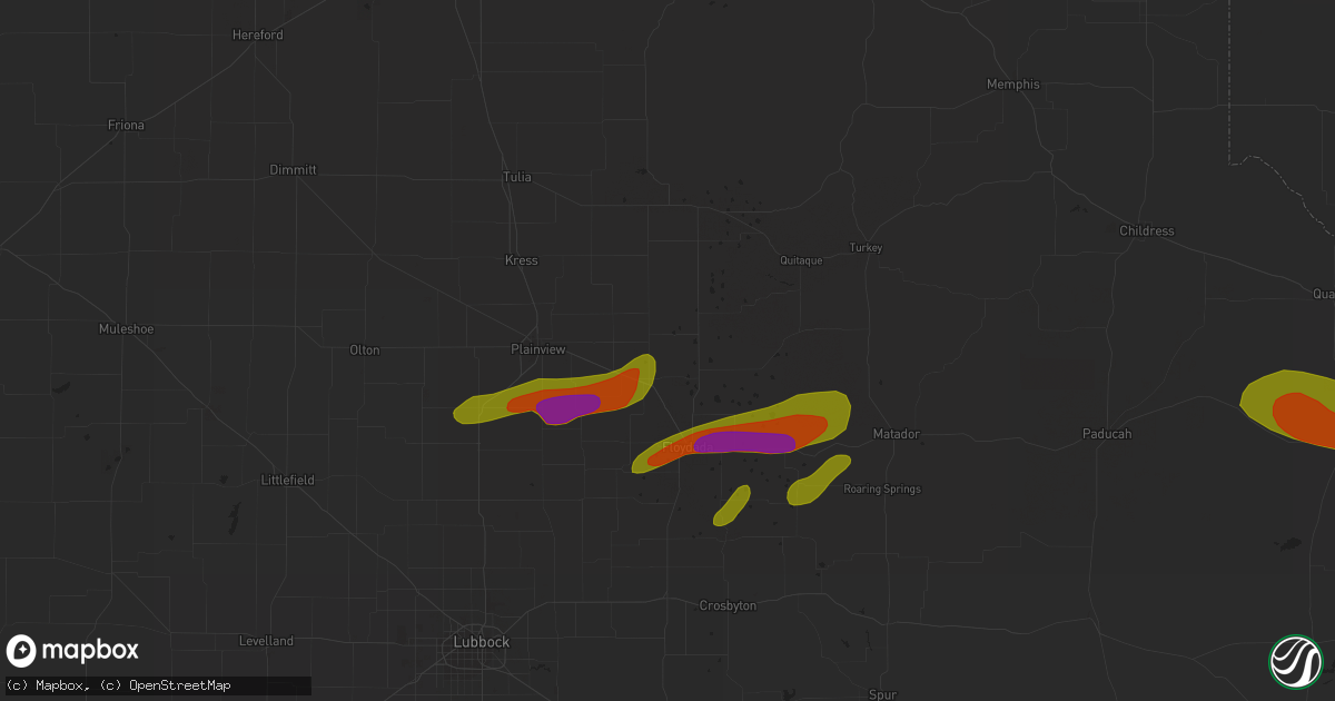 Hail map in Lockney, TX on October 4, 2023