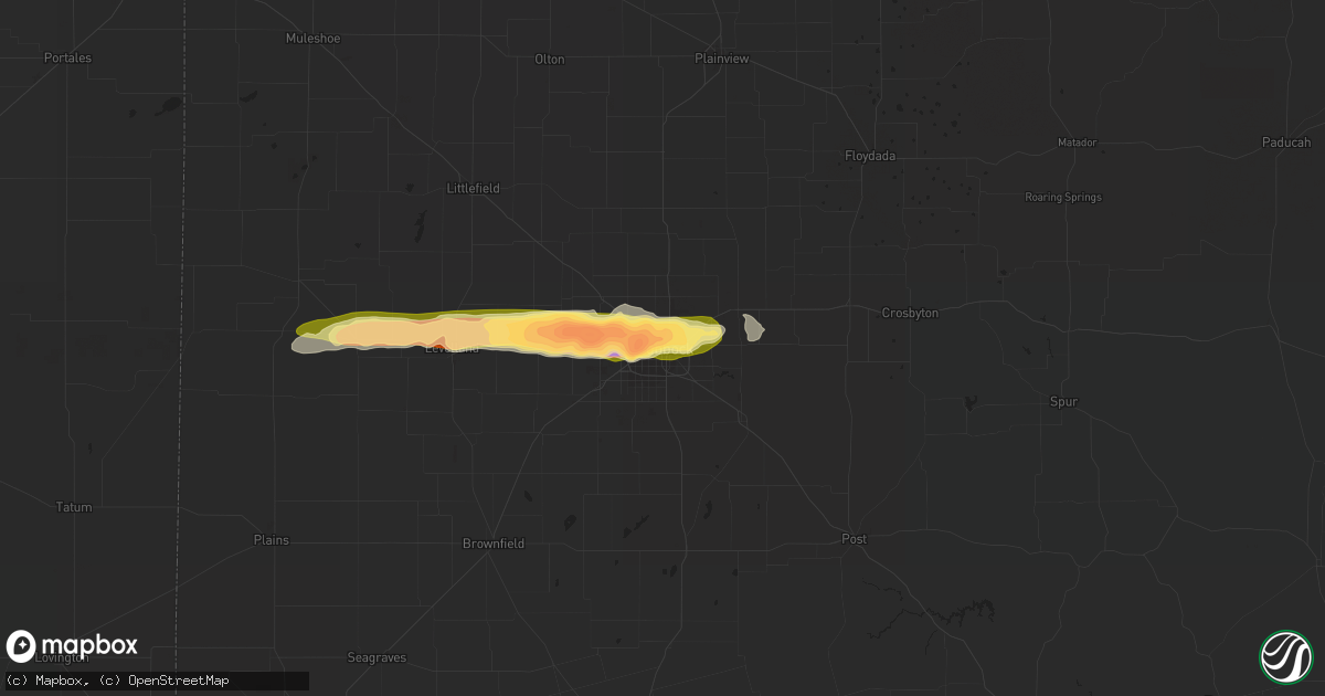 Hail map in Lubbock, TX on October 4, 2023