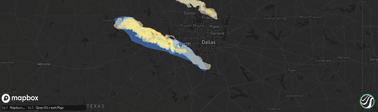 Hail map in Mansfield, TX on October 4, 2023