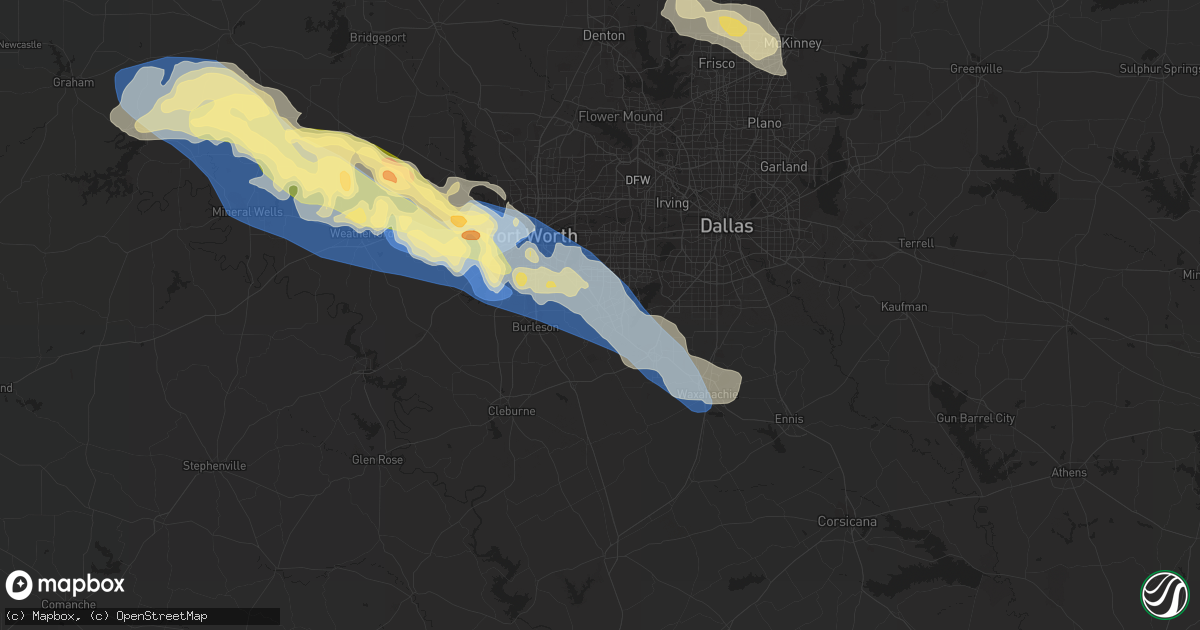 Hail map in Mansfield, TX on October 4, 2023