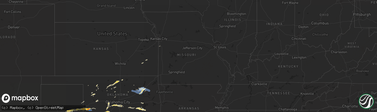 Hail map in Missouri on October 4, 2023