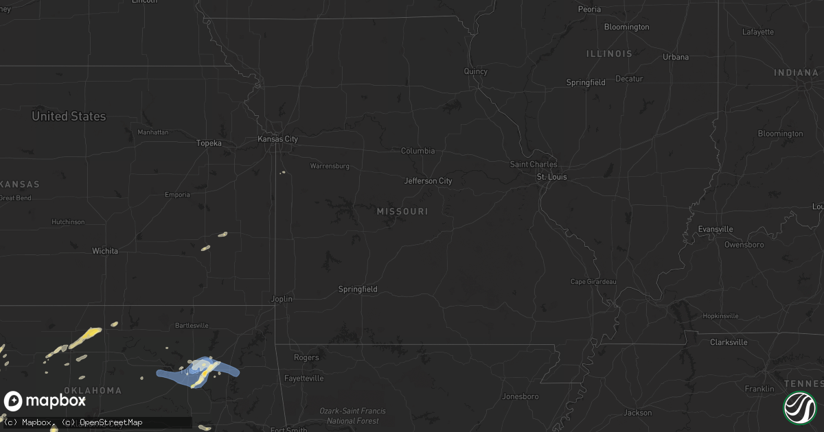 Hail map in Missouri on October 4, 2023