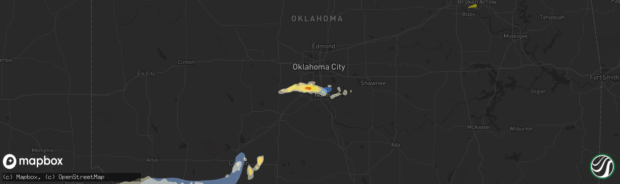 Hail map in Newcastle, OK on October 4, 2023