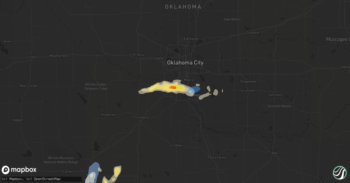 Hail map in Newcastle, OK on October 4, 2023