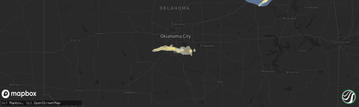 Hail map in Norman, OK on October 4, 2023