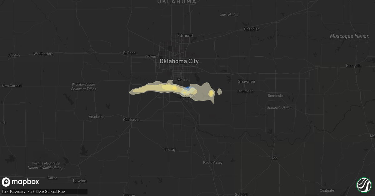 Hail map in Norman, OK on October 4, 2023