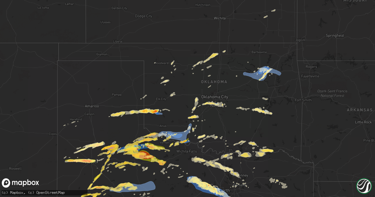 Hail map in Oklahoma on October 4, 2023