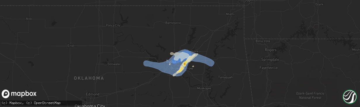 Hail map in Owasso, OK on October 4, 2023