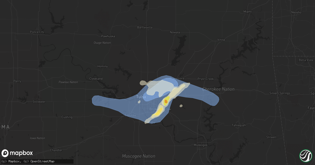 Hail map in Owasso, OK on October 4, 2023