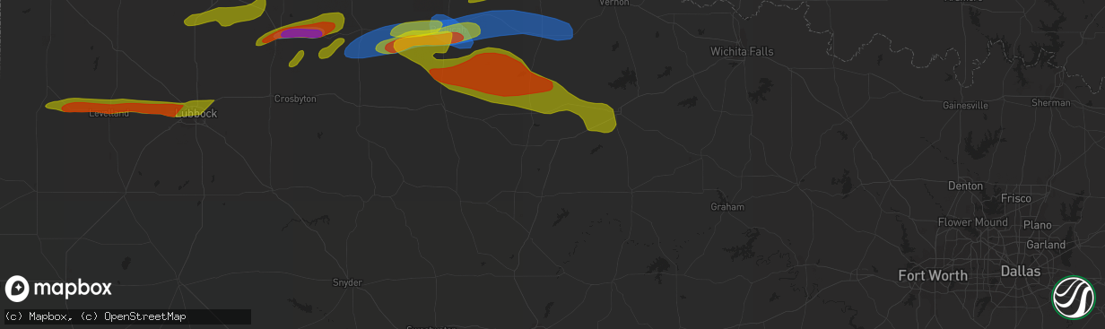 Hail map in Paducah, TX on October 4, 2023