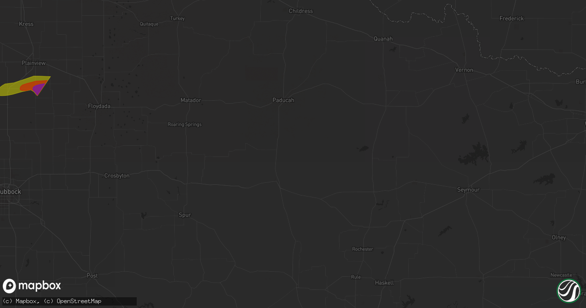 Hail map in Plainview, TX on October 4, 2023