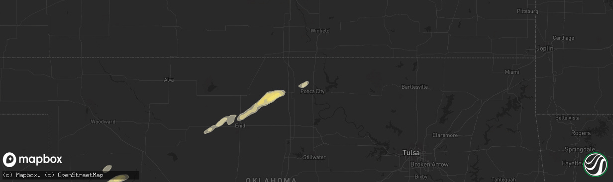 Hail map in Ponca City, OK on October 4, 2023