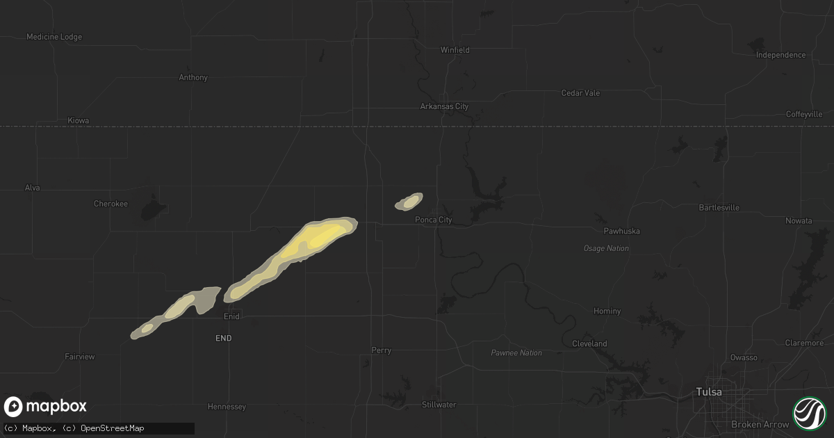 Hail map in Ponca City, OK on October 4, 2023