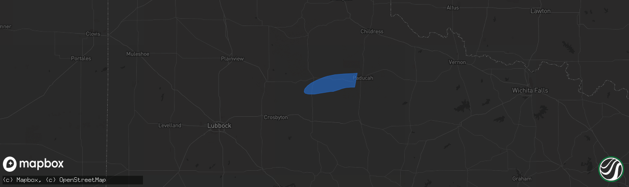 Hail map in Roaring Springs, TX on October 4, 2023