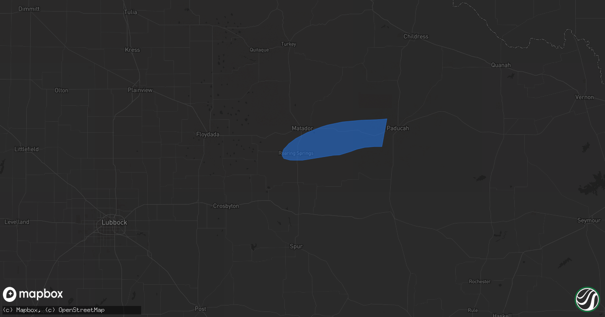 Hail map in Roaring Springs, TX on October 4, 2023
