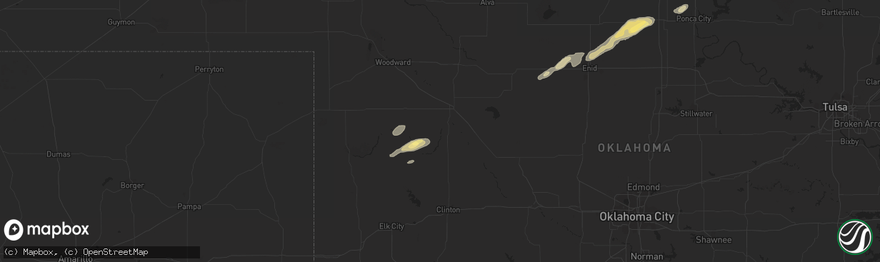 Hail map in Taloga, OK on October 4, 2023