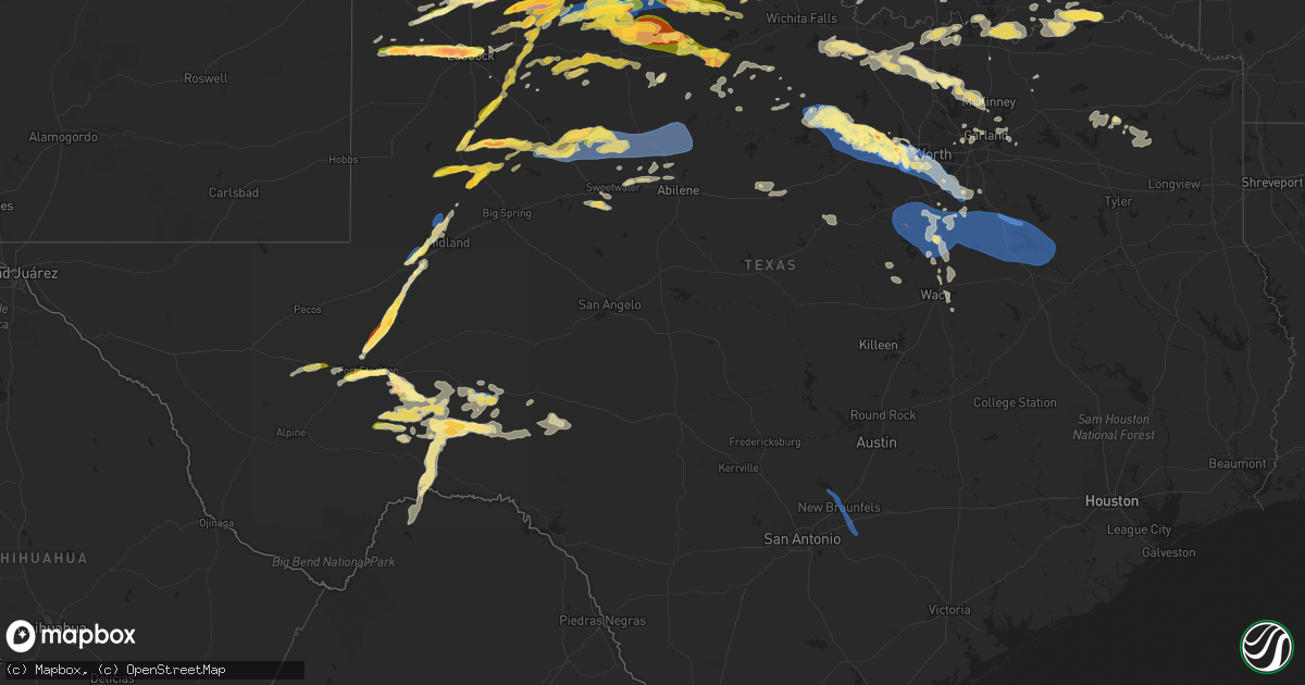 Hail map in Texas on October 4, 2023