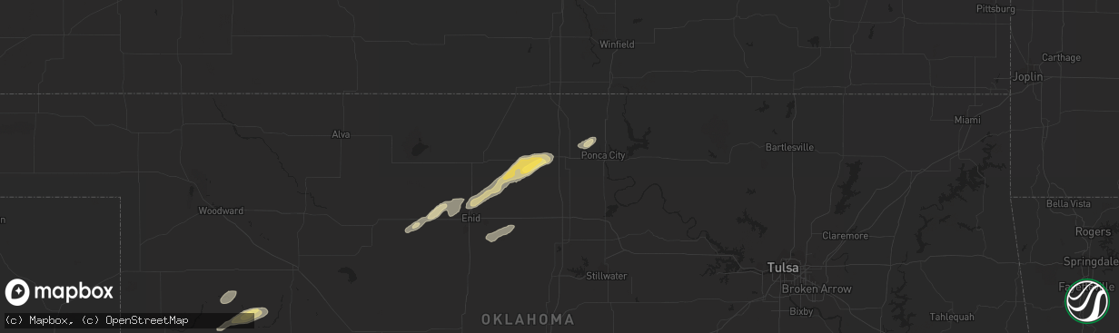 Hail map in Tonkawa, OK on October 4, 2023