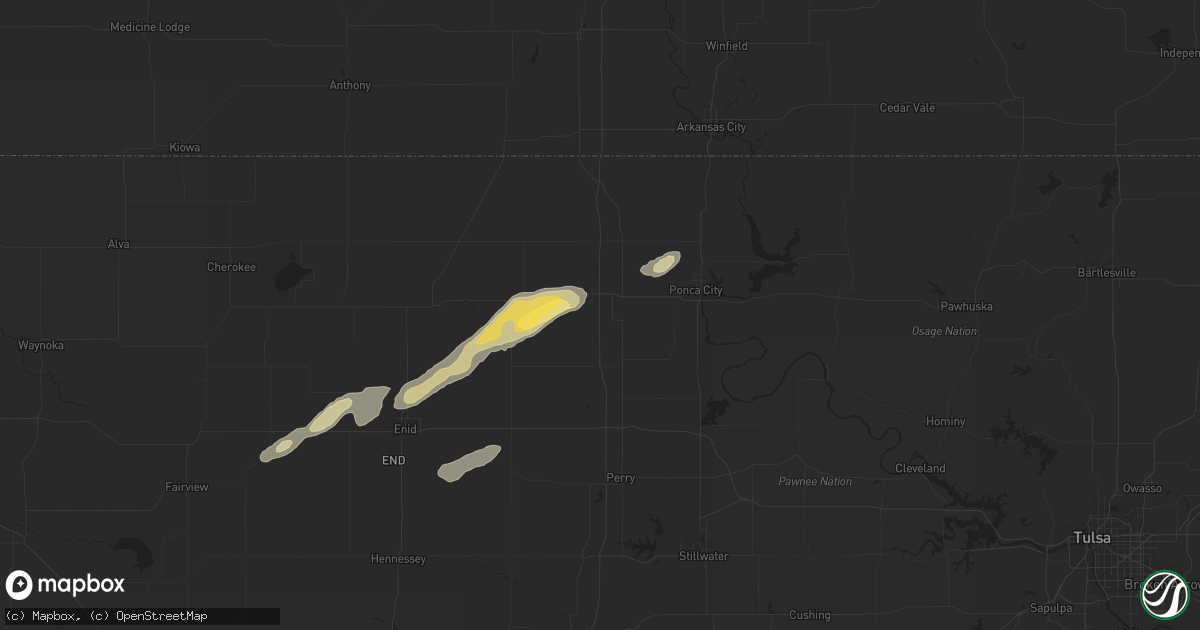 Hail map in Tonkawa, OK on October 4, 2023