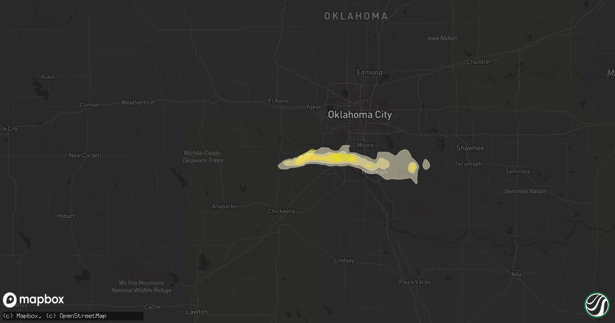 Hail map in Tuttle, OK on October 4, 2023