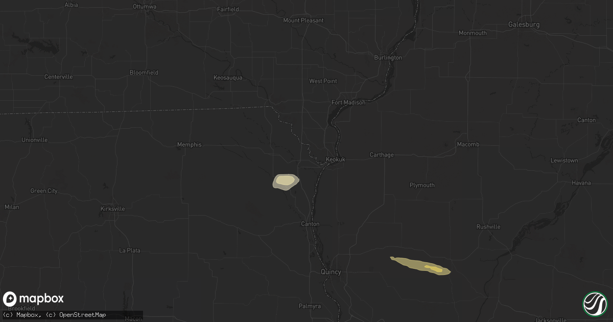 Hail map in Alexandria, MO on October 4, 2024