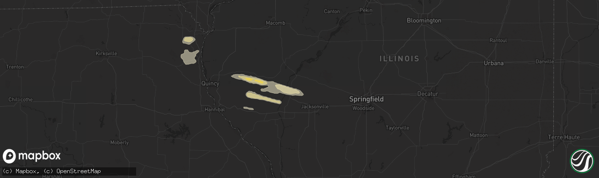 Hail map in Arenzville, IL on October 4, 2024