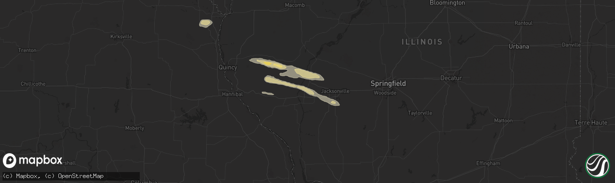 Hail map in Bluffs, IL on October 4, 2024