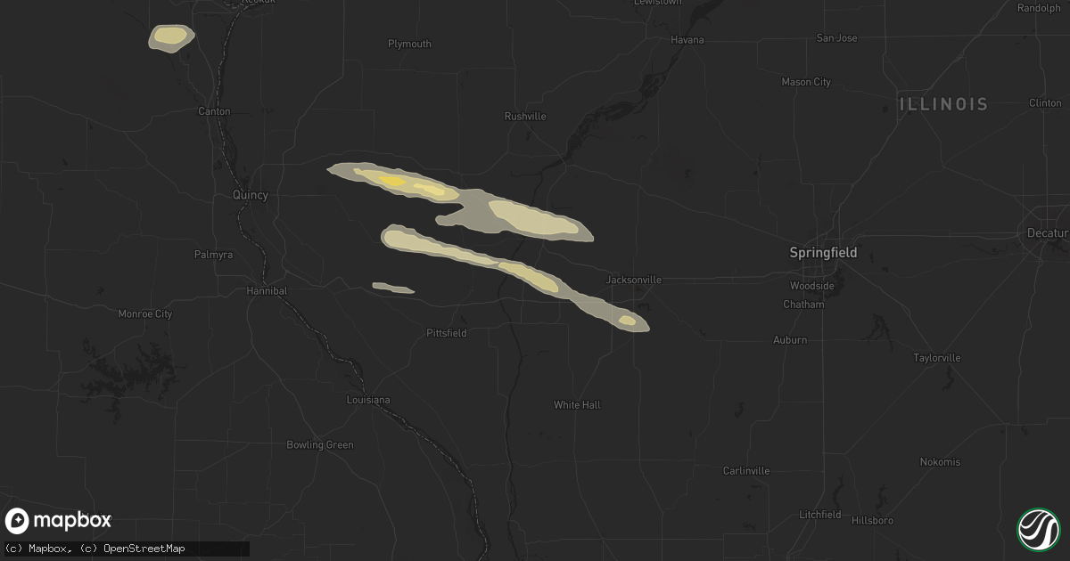 Hail map in Bluffs, IL on October 4, 2024