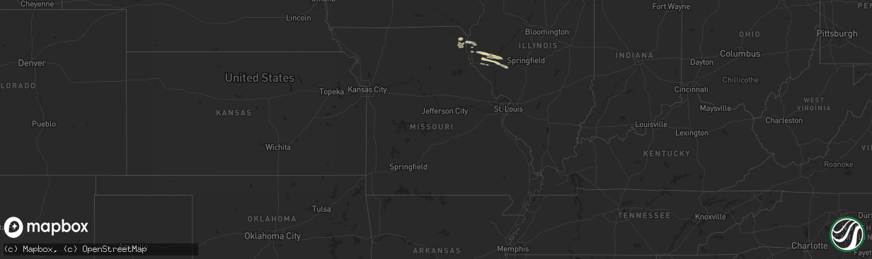 Hail map in Missouri on October 4, 2024