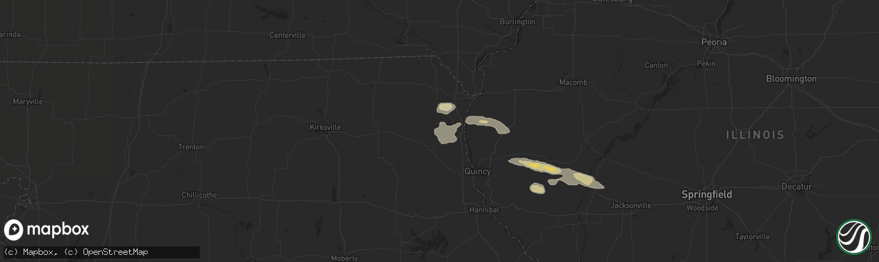 Hail map in Monticello, MO on October 4, 2024