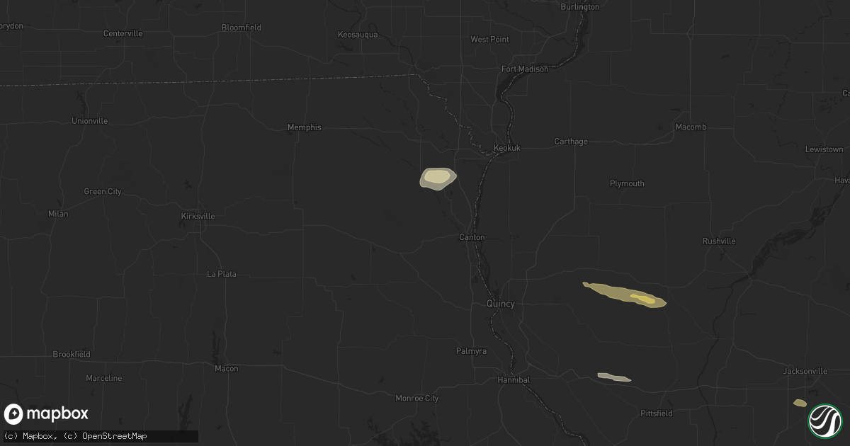 Hail map in Monticello, MO on October 4, 2024